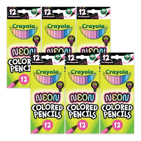 Crayola Neon Colored Pencils, 12-Color Set, 6PK 68-2119