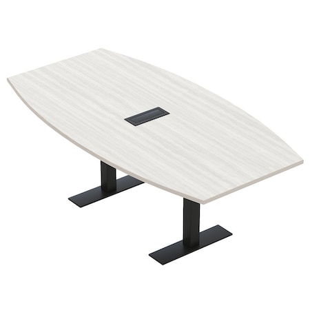 Skutchi Designs 6ft Conference Table With Power Unit | 6 Person Modular Boat Meeting Table | Harmony Series HAR-BOT-48X72-T.BK-WA7976-EBLK