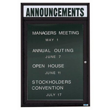 Aarco Outdoor Enclosed Directory w/ Al Frame Header, Powder Coated Black, 36''Hx24''W OADC3624HBK