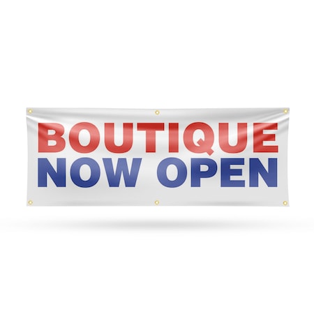 Signmission Boutique Now Open, 24 Inch x 72 Inch, Vinyl Banner B-72-30492