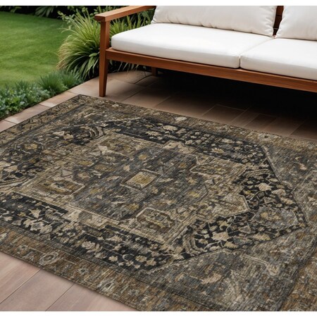 Homeroots 8' X 10' Brown Medallion Washable Indoor Outdoor Area Rug 608031