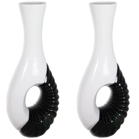 Uniquewise Set of 2 Modern Black and White Large Floor Vase - 43 Inch Tall, Contemporary Home Decor,  QI003209L.2