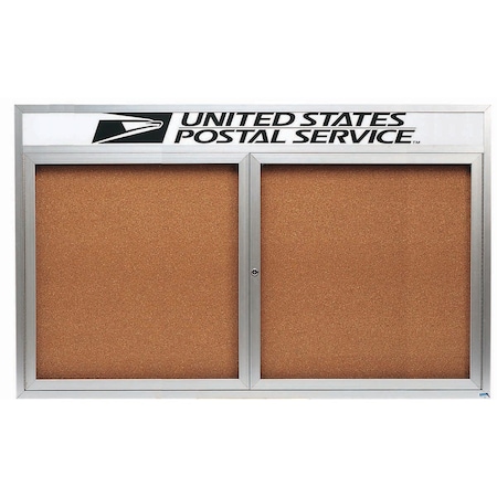 Aarco Enclosed Bulletin Board w/ Header Clear Satin Anodized Al Frame, 48''Hx72''W DCC4872RH