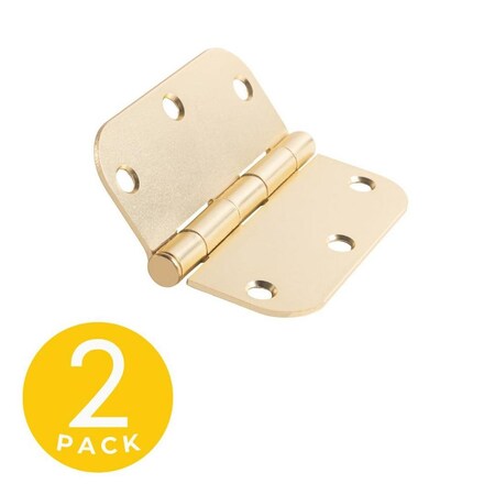 Global Door Controls 3.5 in. x 3.5 in. Residential Full Mortise 5/8 in. Radius Door Hinge with Removable Pin - Pack of 2 CP3535-5/8US4-M