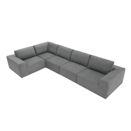 Homeroots 116" Gray Fabric Modular Sleeper Sofa 568296