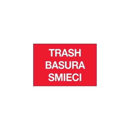 Bubblefast 2 x 3'' Red Rectangle ''Trash/Basura/Smieci'' BFDL1311