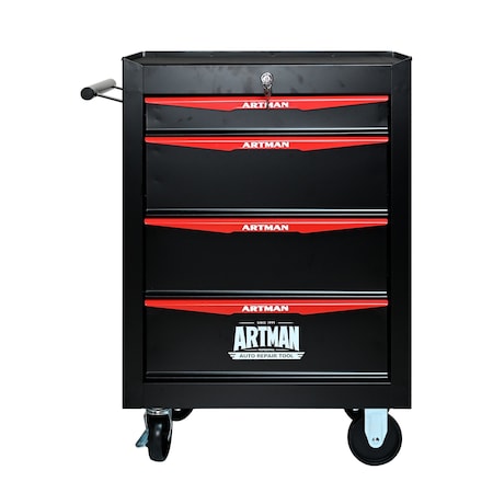 Wrightmaster 21 in. W x 13 in. D 4-Drawer Metal Roller Cabinet Tool Chest in Black ZR-245226