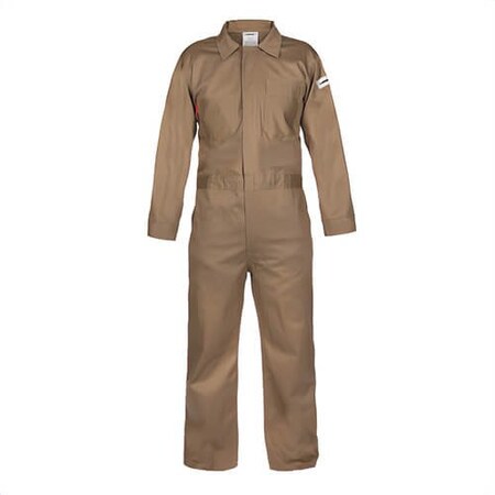 Lakeland Coverall, Large, Khaki, Cotton, 44 to 46 in Chest, 30 in L Inseam C08120-LG30
