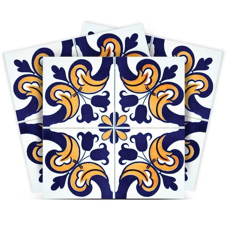 Homeroots 8" X 8" Blue Mikos Removable Peel and Stick Tiles 400249