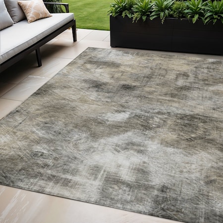 Homeroots 5' X 8' Beige Taupe And Gray Abstract Washable Indoor Outdoor Area Rug 577746