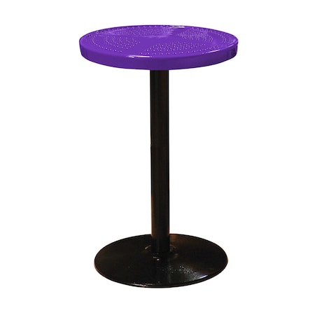 Leisure Craft 24" Round Perforated Pedestal Table, Portable, 40"H, Purple 24TAB40-PURPLE
