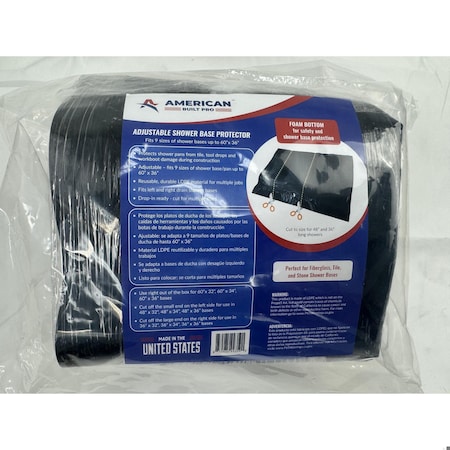American Built Pro Poly Shower Base Protector, 60 in x 36 in Clear MultiFit Reusable wfoam bottom SBP6036 MF-LDPE