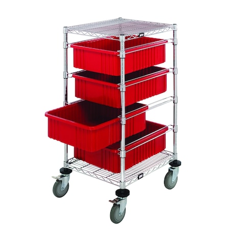 Quantum Storage Systems WIRE RACK CART WITH DG BINS BC212445M3RD