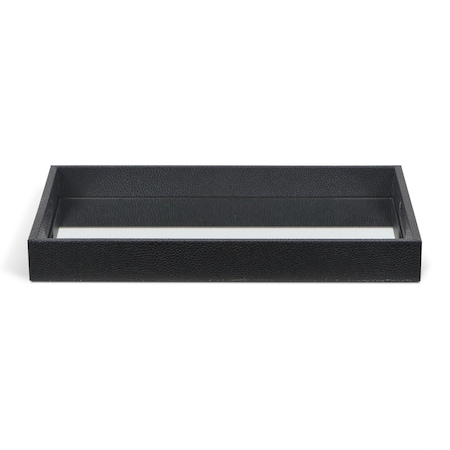 Homeroots Black Shagreen Tray with Beveled Mirror 401785