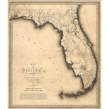 Homeroots 20" X 24" C1823 Early Map Of Florida Vintage Poster Wall Art 391959