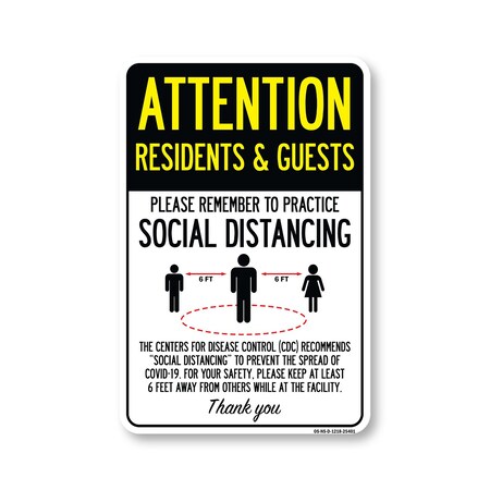 Signmission PSA, Residents And Guests Practice Social Distancing, 18in X 12in Decal, OS-NS-D-1218-25401 OS-NS-D-1218-25401