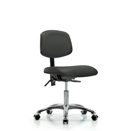 Blue Ridge Ergonomics Desk Chair Desk Chair, Vinyl, Chrome Casters, Gry, No Arms, 18" to 23" Height, Vinyl, Charcoal BR-VDHCH-CR-T0-A0-CC-8605