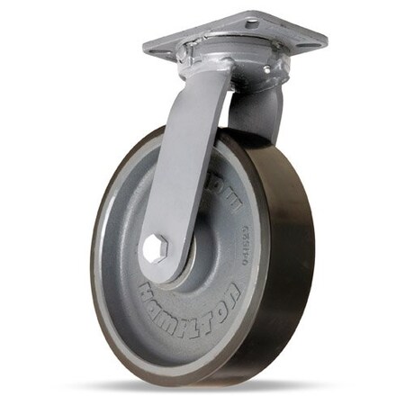 Hamilton Super Endurance Swivel Caster, 12" x 3" Duralast XC Polyurethane (70D) on Cast Iron Wheel S-SEC-12DT70