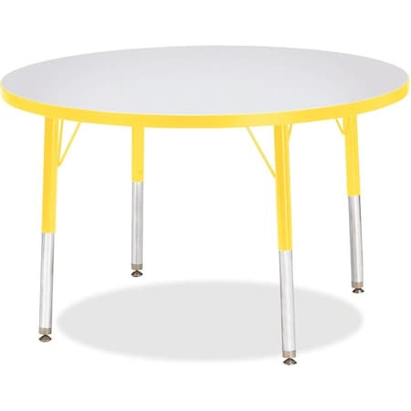 Jonti-Craft Berries Round Activity Table, 36 in. Diameter, E-height, Freckled Gray/Yellow/Gray 6488JCE007