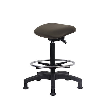 Blue Ridge Ergonomics Vinyl Sit-Stand - Standing Height with Chrome Foot Ring Stationary Glides in Elephant Voyager Vinyl VSTSS-RG-CF-RG-2022
