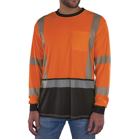 Ergodyne 4XL Orange Class 3 Hi-Vis Long Sleeve Shirt Black Bottom 8371BK