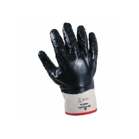 Showa 7166 Series Gloves, 10/X-Large, Navy, Fully Coated, Rough Grip 845-7166R-10