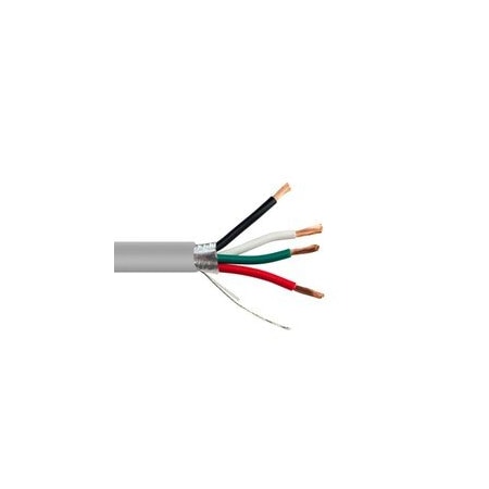 Cable Wholesale Shielded Security/Alarm Wire, Gray, 14/4 (14AWG 4 Conductor), Stranded, CMR / In-wall rated, 10K7-54212MH