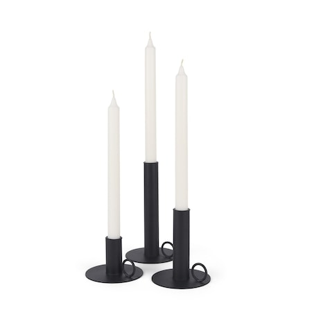 Homeroots Set of Three Black Geometric Metal Tabletop Taper Candlesticks, 3PK 608532