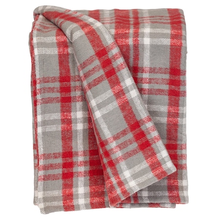 Homeroots Red Woven Cotton Plaid Throw Blanket 478662