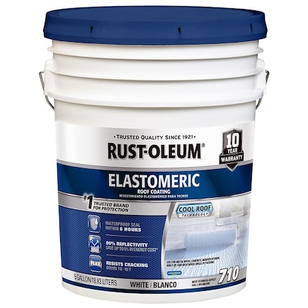 Roofing 4.75 Gallon Rust-Oleum White 710 Elastomeric Roof Coating 301994
