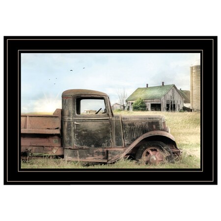 Homeroots Vintage Farm Trucks I 2 Black Framed Print Wall Art 405013