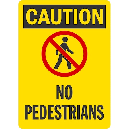 Lyle Caution (Sym) No Pedestrians, 10x14, Non-Reflective, White G-1124-NA_10x14