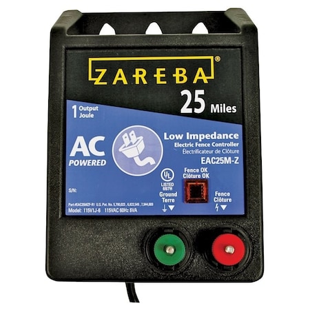 Zareba Electric Fence Charger, 1 J Output Energy, 115 V EAC25M-Z