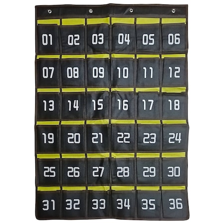 Kore Design Hanging Cell Phone Pocket Storage Classroom Organizer, 36-Pockets, Black/Yellow KDPS-3624