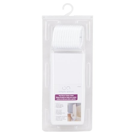Simple Spaces Shower Curtain, PVC/Vinyl, White, White SD-626WH-3L