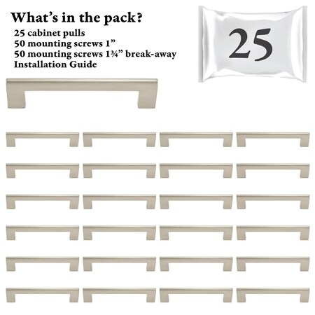 Designperfect 5 1/16'' Center-to-Center Bar Pull, 25PK DPA25S104SNB