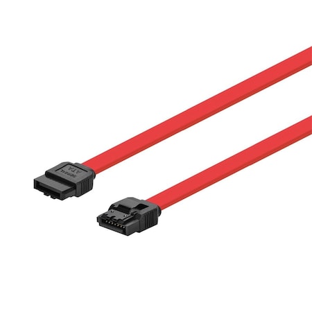 Monoprice 18inch SATA 6Gbps Cable w/Locking Latch - Red 8784