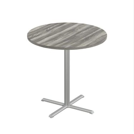 Correll Round Cafe Table, 48 in W, 48 in L, 42 in H, Particleboard Top, New England Driftwood SXB48R-52-98-52