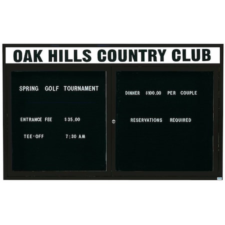 Aarco Illuminated Enclosed Letter Board Directory w/ Bronze Anodized Al Frame and Header, 48''Hx72''W ADC4872HIBA