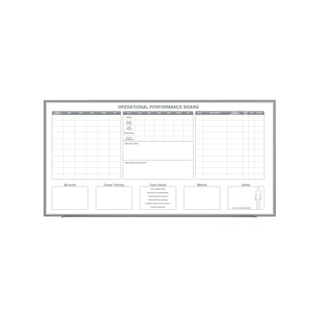 Ghent Manufacturing Whiteboard with Aluminum Frame, Operational Performance, Magnetic, 4'H x 8'W GRPM303Z-48
