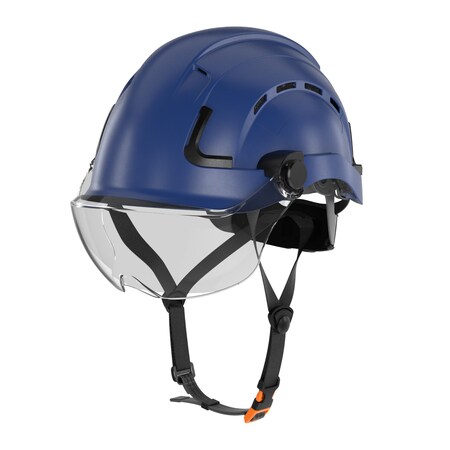 Defender Safety H2-CH Safety Helmet w/ Clear Visor - Type 2 Class C, ANSI Z89 and EN12492 rated, Blue H2-CH-03V