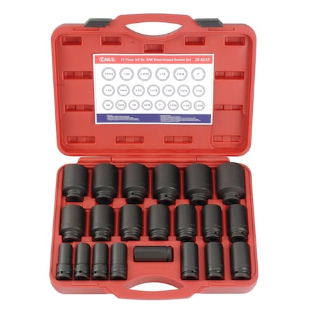 Genius Tools 21PC 3/4in Dr. SAE Deep Impact Socket Set DI-621S
