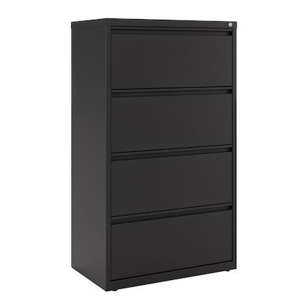 Hirsh 30" W 4 Drawer Lateral File Cabinet, Black, A4/Legal/Letter 14977