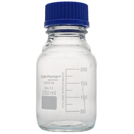 Cole Parmer Media Bottle, Boro Glass, 13.7 cm H, PK10 3450339