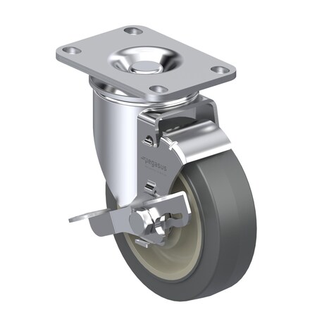 Pegasus Cstr, Swivl Plt, Gray Surlastc, 325 lb., Brk P12S-PRP050B-12-WB