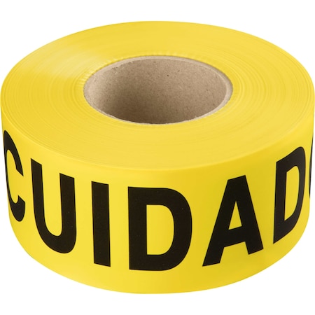 Ironwear 3in x 1000' Barricade Tape, Caution Hydroblasting, 2.5 Mil Thick, Yellow 1100-05