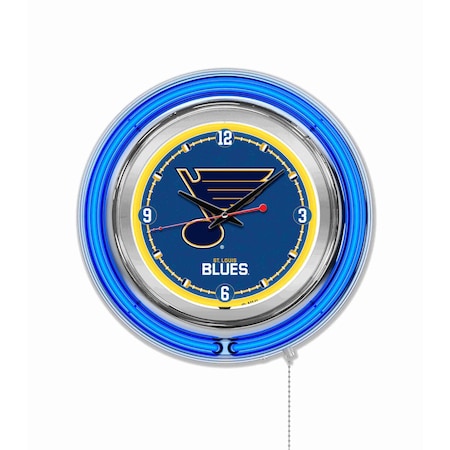 Holland Bar Stool Co St Louis Blues Double Neon 15" Clock, NHL Clk15STLBlu
