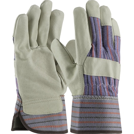 Pip Top Grain Pigskin Leather Palm Glove with Fabric Back, Rubberized Safety Cuff, 12PK 87-3563/L