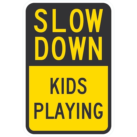 Lyle Slow Down Kids Playing, 12x18, Engineer Grade, Yellow G-3826-EG_12x18