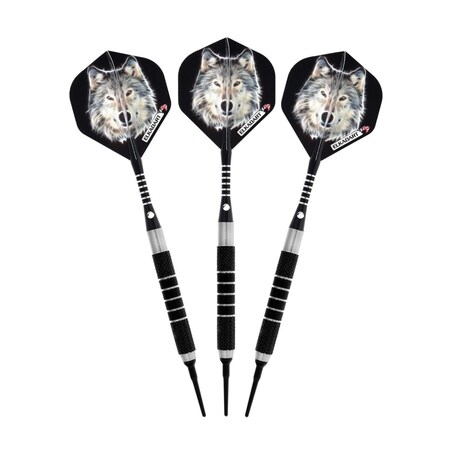 Elkadart Lone Wolf Soft Tip Darts Silver with Black Knurling - 18 g 20-1104-18
